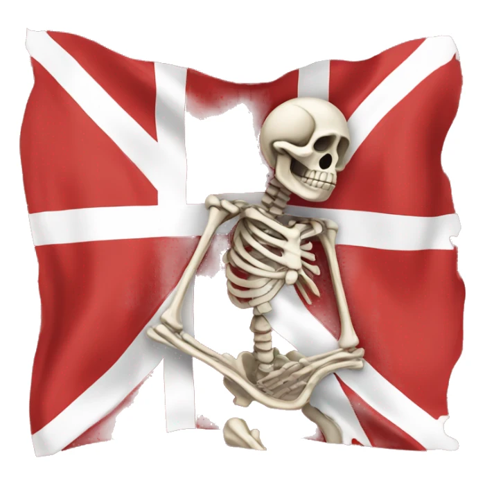 skeleton infont of danish flag sticker