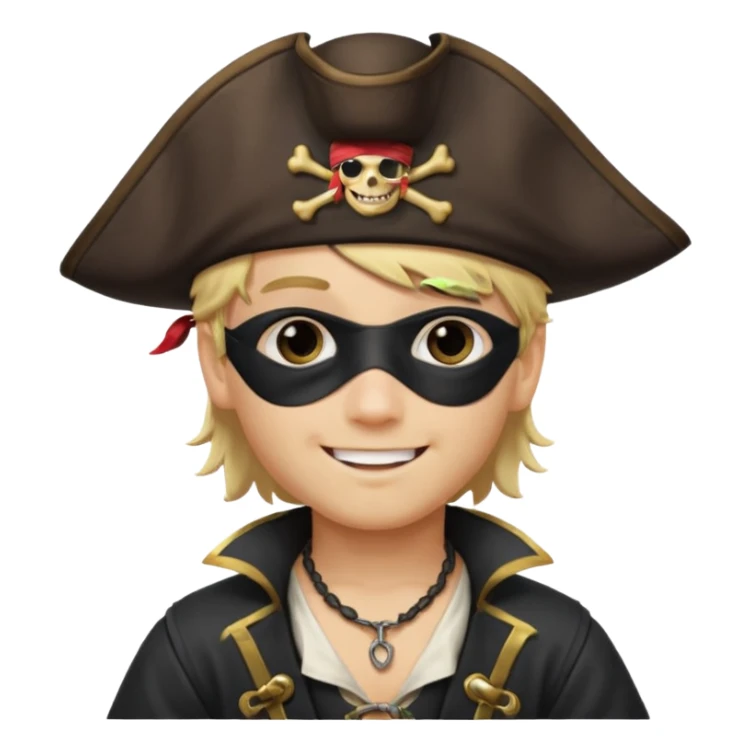 boy with blond hair that is dressed as a pirate sticker