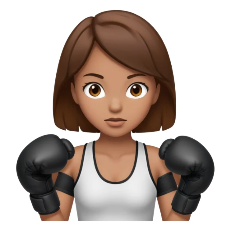 Boxing brown hair girl with black gloves sticker