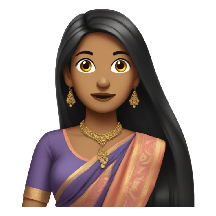Girl with long black hair wearing a sari sticker