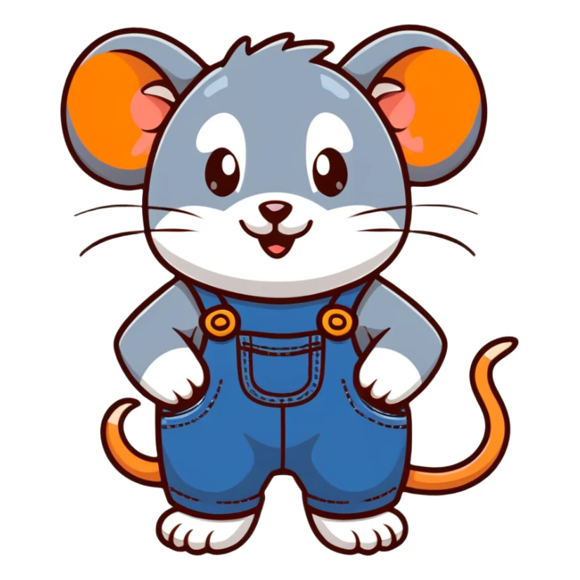 cute rat wearing blue denim overalls sticker