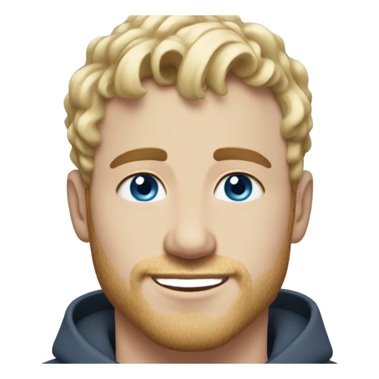 light curl blonde 30yo man blue eyed pale skin short side hairs sticker