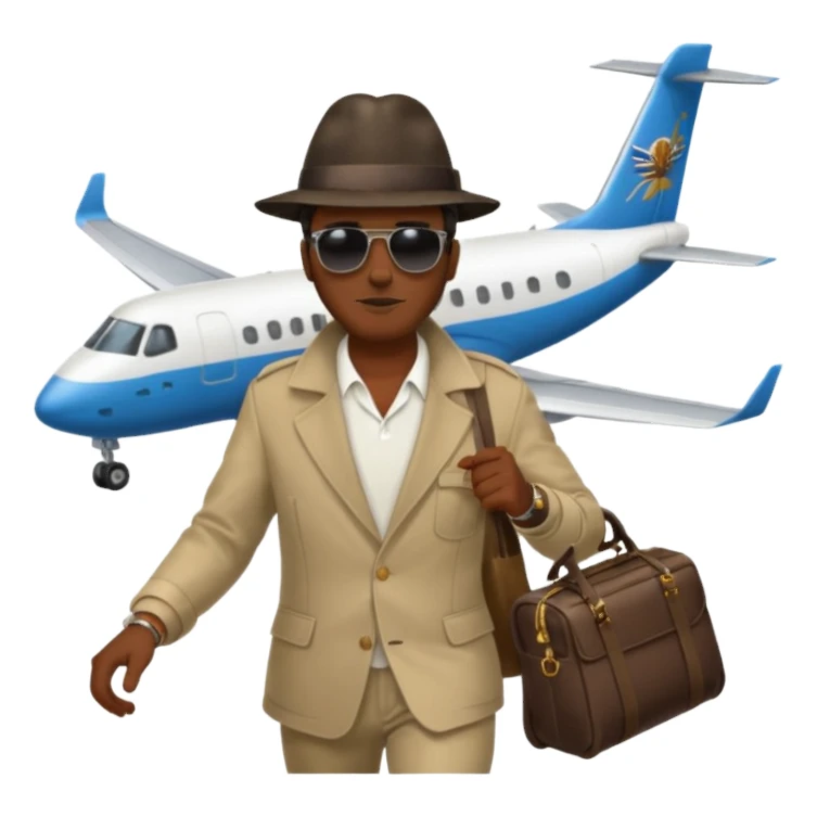 Visage homme créole réunionnais avec chapeau arrive avion sticker