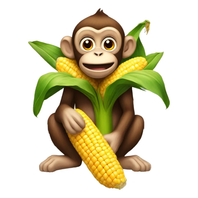 monkey pooping out a piece of corn sticker