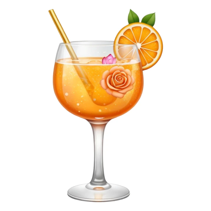 Glittery orange and golden colorfully mocktail with roses sticker
