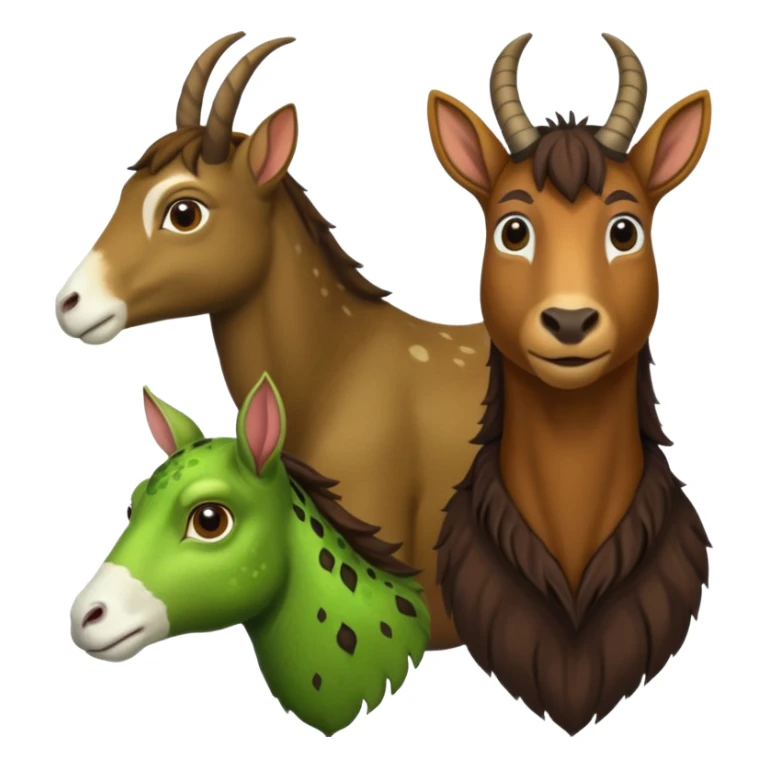 Plz make a perfect image of Deer horse bullfrog goat together sticker