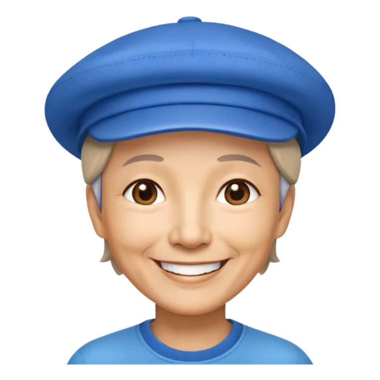 Nam 60 tuổi, tóc ngắn, cười tươi, đội mũ màu xanh sticker