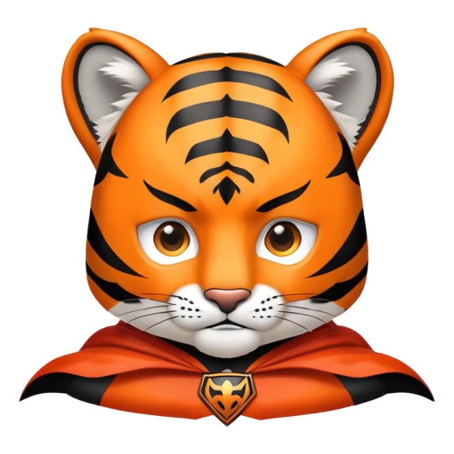 tiger face with superhero cape for Twitch emote sticker