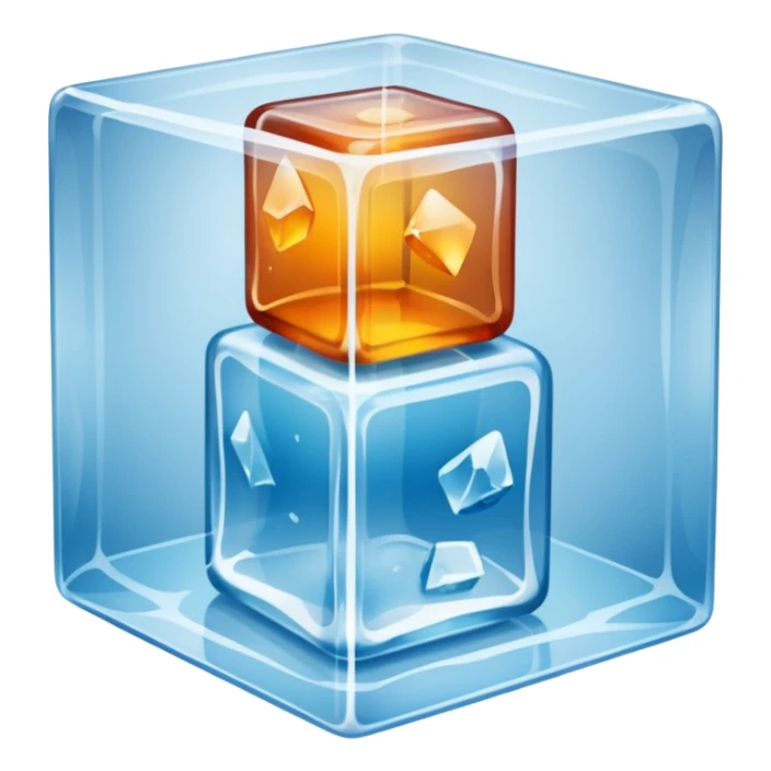 mixed closet inside a large ice cube sticker