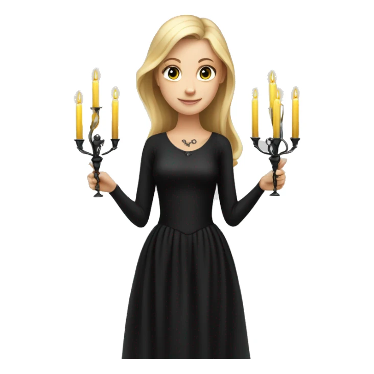 girl in black dress with candelabra sticker