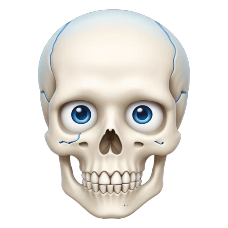 a bone head structure with lone jawline blue eyes total bones appear  sticker