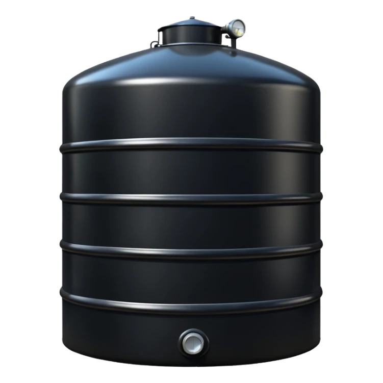 generate a beautiful big black oil storage tank. realistic and cinematic. glossy. 4 different options sticker