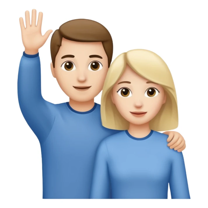 heterosexual couple seen from behind waving goodbye sticker