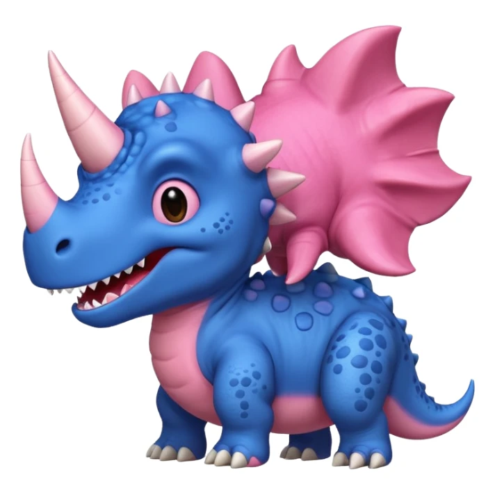 Triceratops cute pink kawei in love with Blue t-Rex  sticker