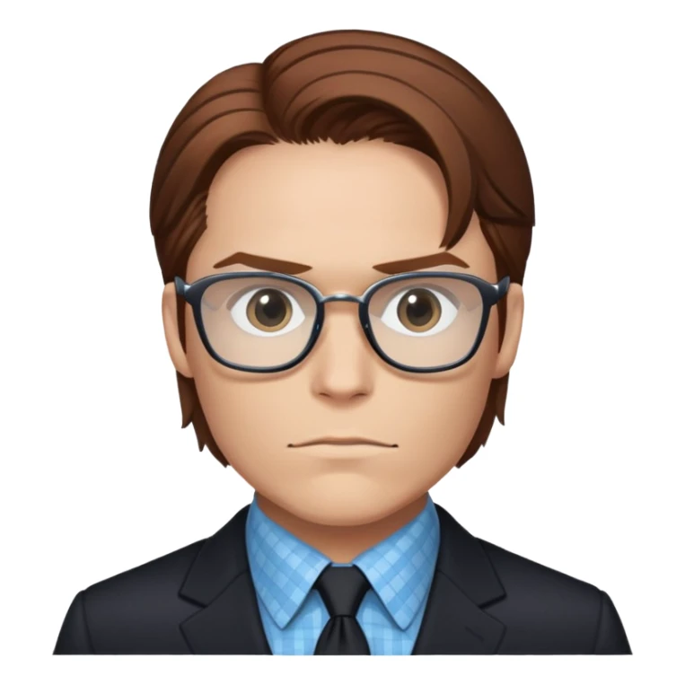 zemo brown hair with glasses, black suit, light blue checkered shirt marvel from captain america: civil war sticker