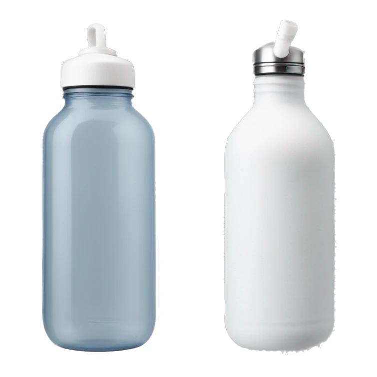 water bottle with a rounded white lid and a flexible white handle strap that arches over the lid for easy carrying” sticker