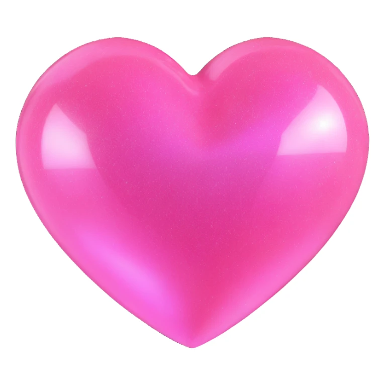 3D emoji style pink heart with holographic shimmer effect sticker