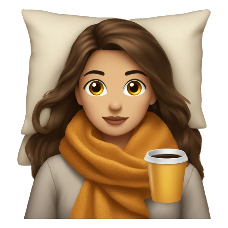 brunette girl autumn blanket and coffee sticker