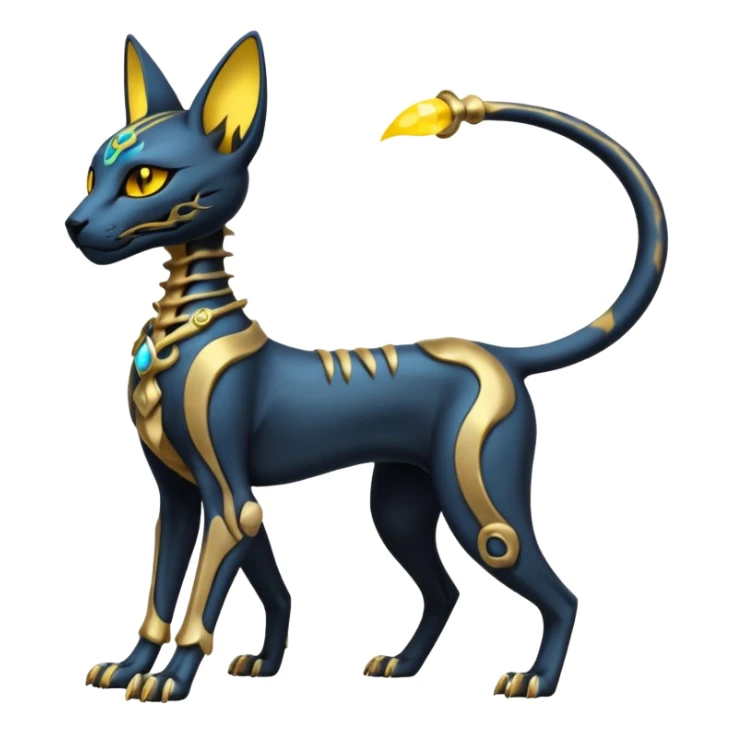 Skeletal skull-faced slim elegant thin beautiful Bastet-Umbreon-Solgaleo-Salandit-fusion sticker