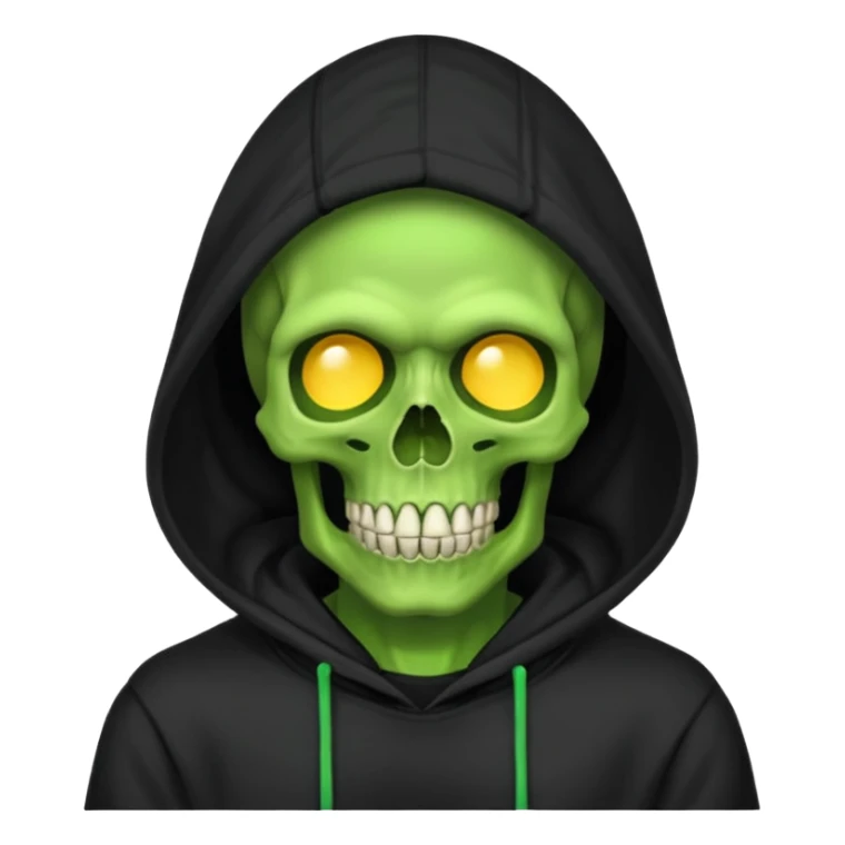 green skull man in black hoodie sticker