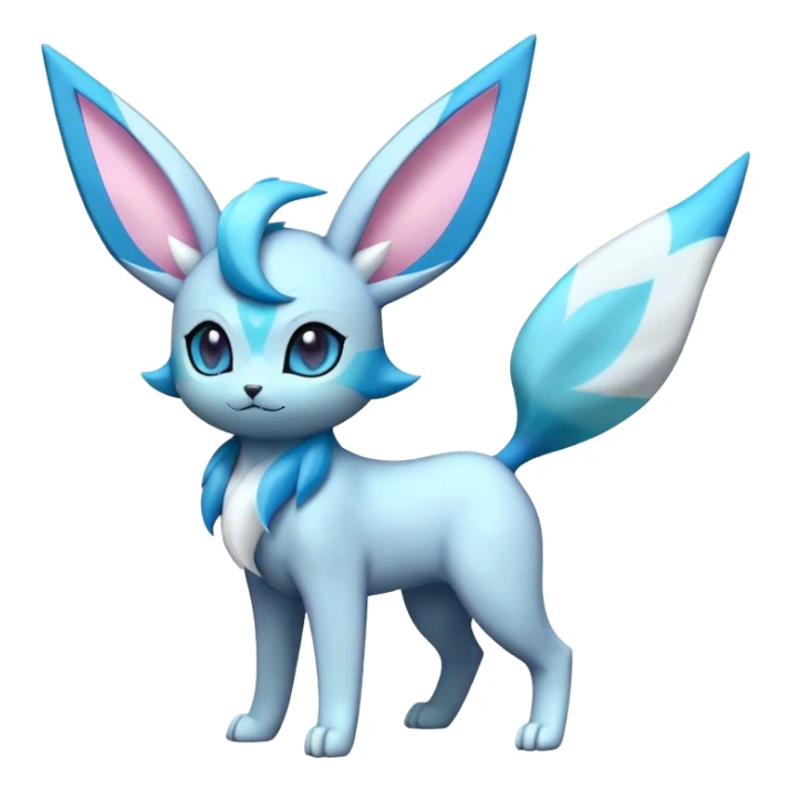 Futuristic Fluffy Celestial Magical Ethereal Fantasy-Glaceon-Espeon-Sylveon-Umbreon-hybrid, full bod sticker
