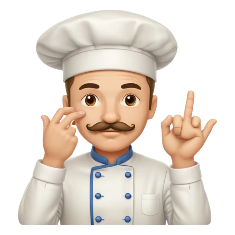 Mustachioed chef smooching his hand with pinched together fingertips pointing towards him sticker