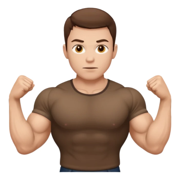 muscular man white skin, wear brown shirt sticker