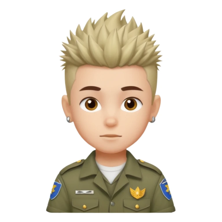 tattoed scout kid, spiky haired with scout uniform sticker