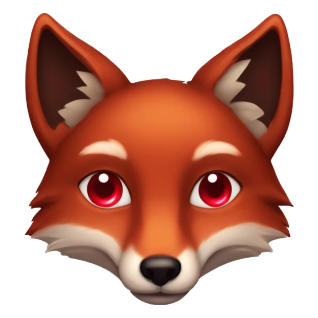 dark red fox face with tiny red heart instead of eyes sticker