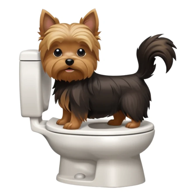 Yorkshire terrier na privada sentado fazer poop sticker