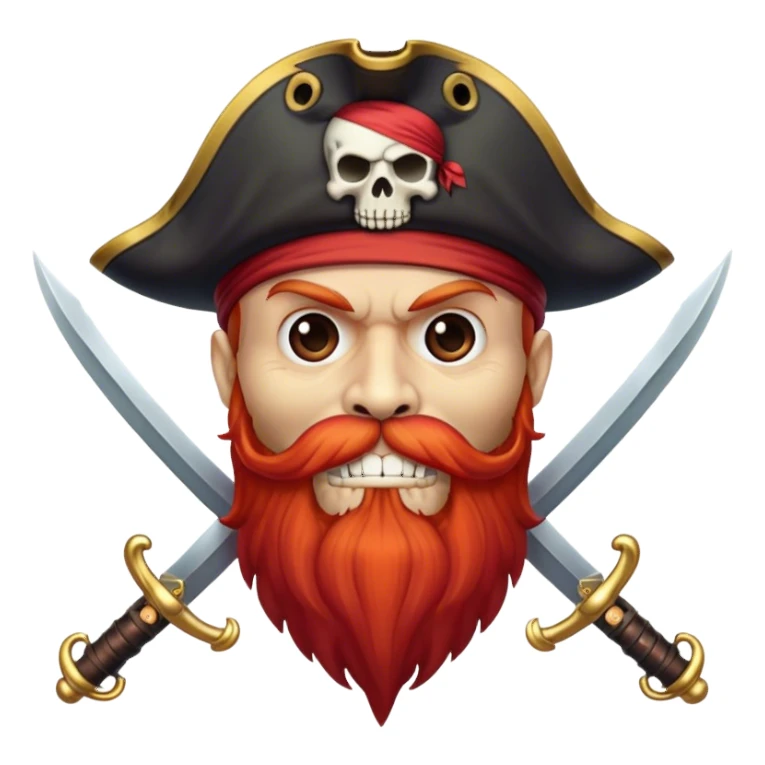 Pirate skull red beard 2 crossed swords sticker