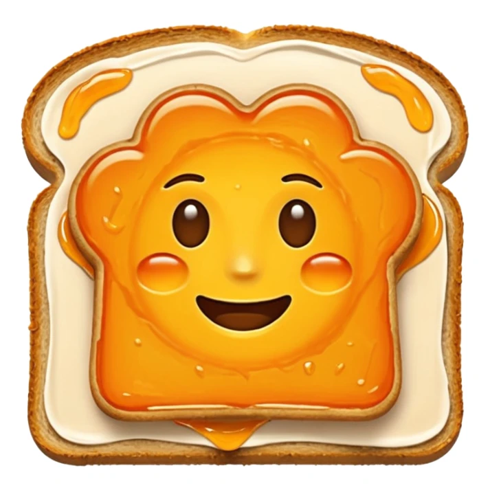 orange marmalade spread on toast, cute emoji style sticker