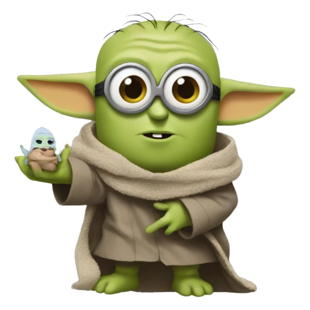 Minion holding Baby Yoda sticker
