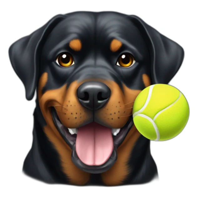rottweiller with 2 tennisball in mouth sticker