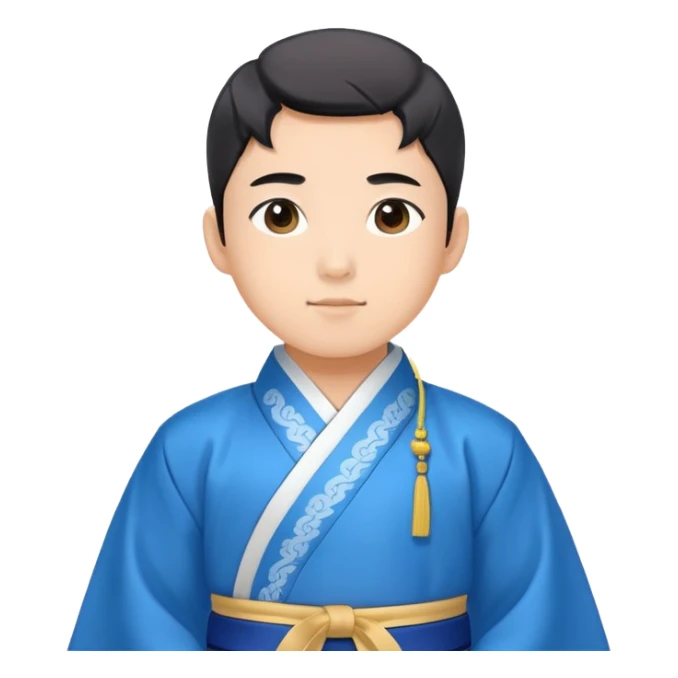 young man in blue hanbok with Gat, simple background sticker