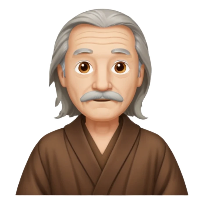 old man long hair long mustache in a warm robe sticker