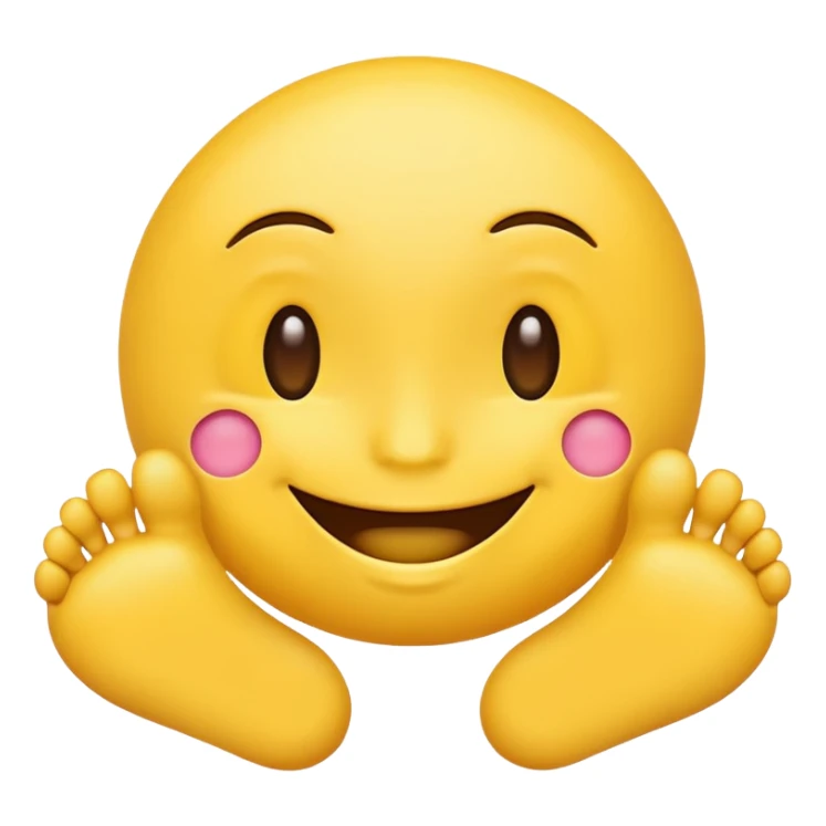 Create a yellow smiling emoji but replace the eyes with feet sticker