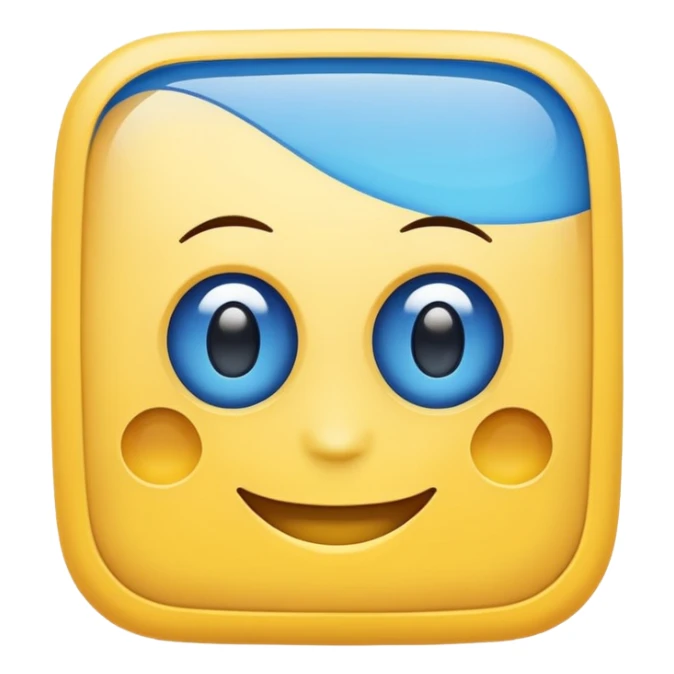 square with yellow body blue square eyes and mouth sticker