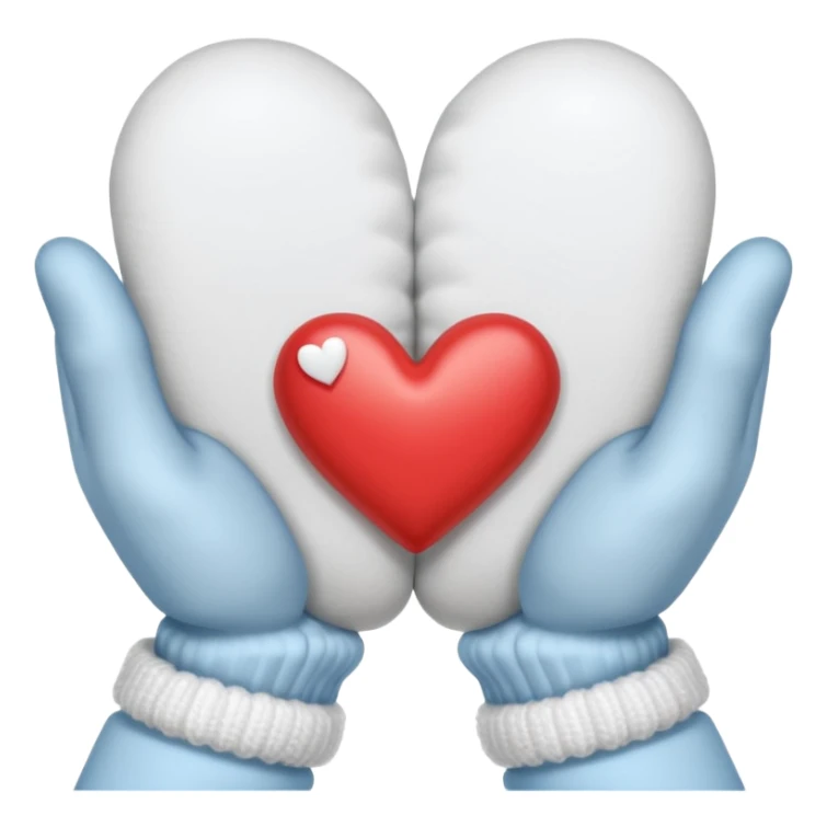 hands in mittens show a heart sticker