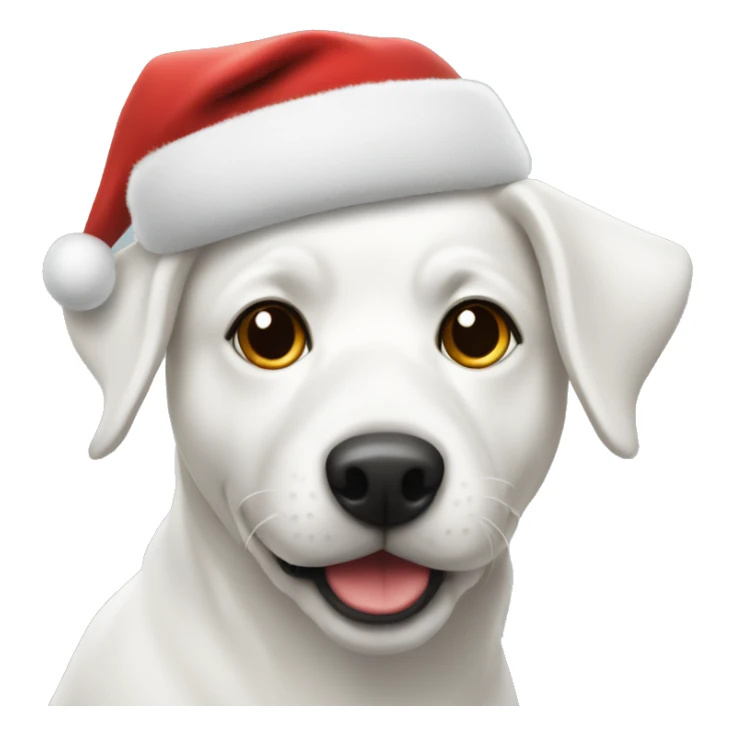 white dog with a christmas hat on sticker