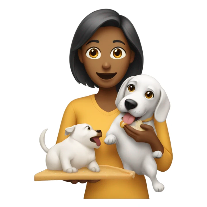 Woman feeding  her dog  sticker