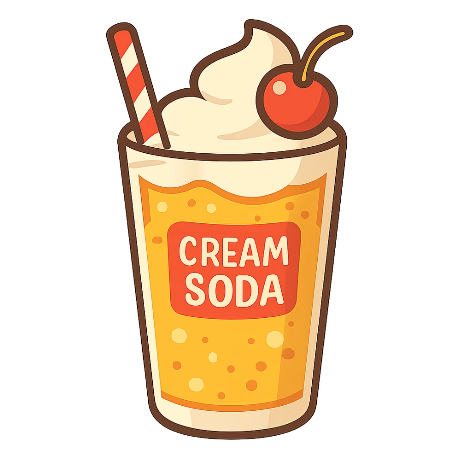 flat toon style cream soda, bright colors sticker