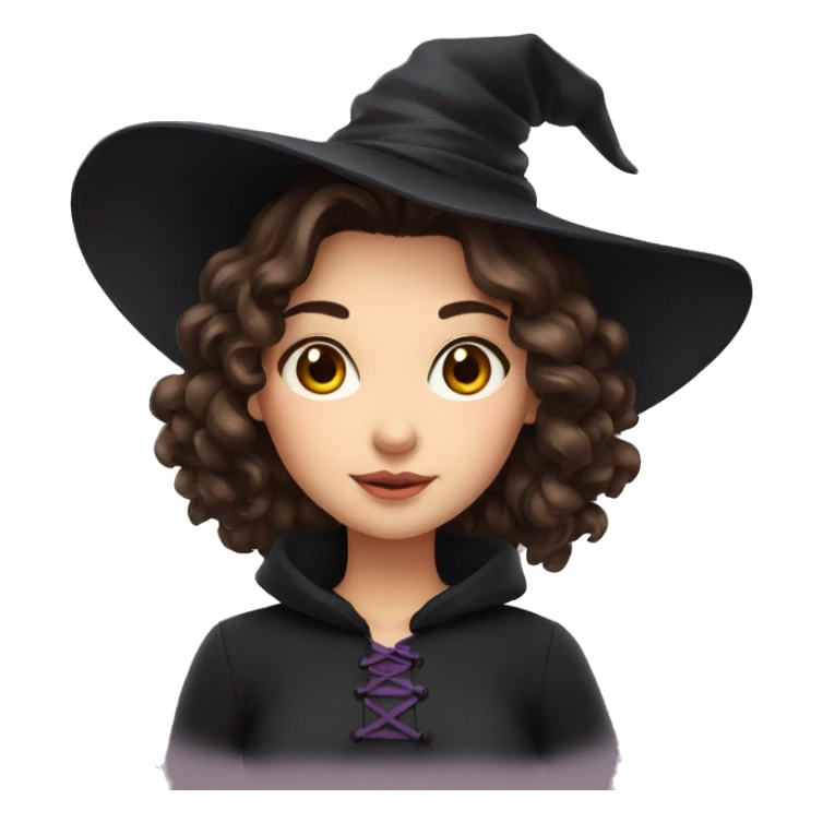 European girl, beautiful brunette, witch sticker