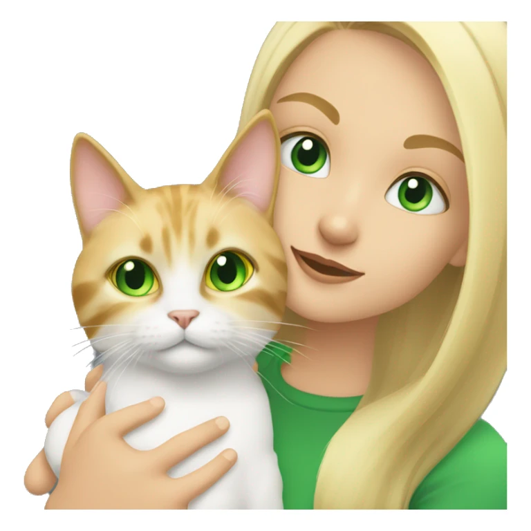 Sync cat with green eyes being held by pretty blonde girl  sticker