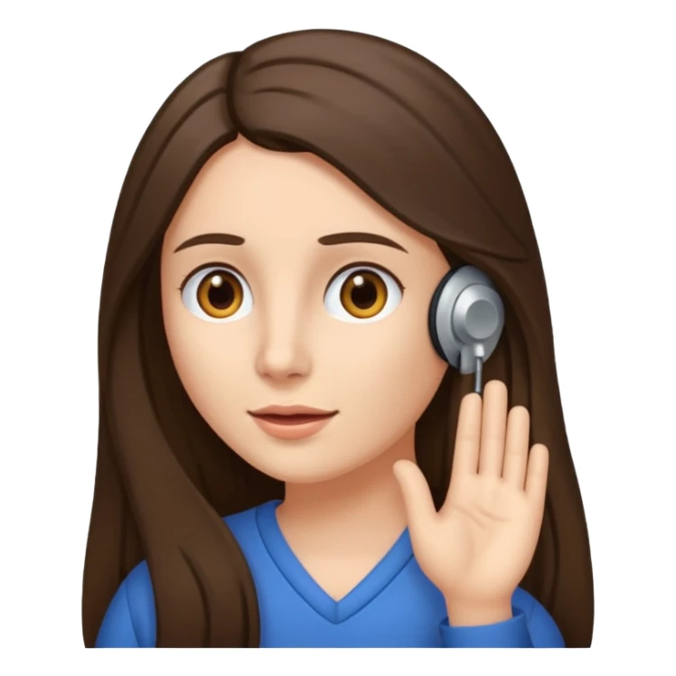 brunette woman long hair with hearing impairment sticker