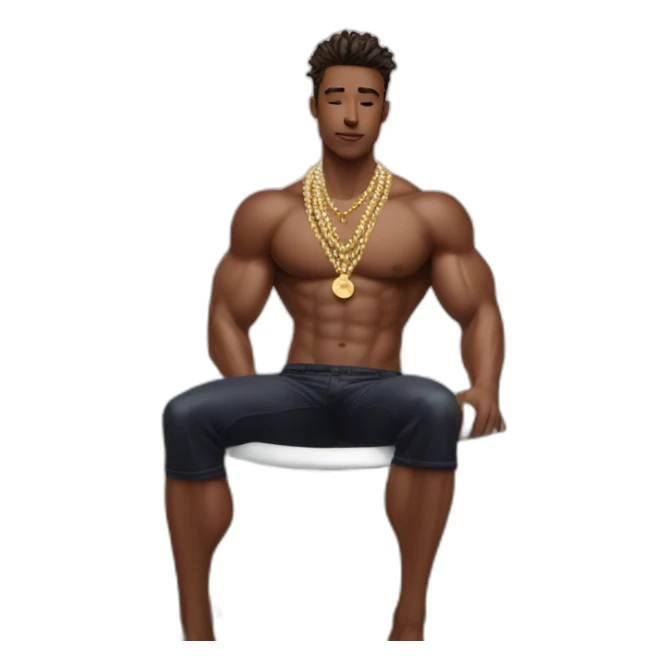 Posh-muscle-boy-pearl-necklace-in-golden-bathtub sticker