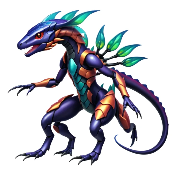 Shiny Exotic Colorful epic Salandit-Genesect-Koraidon-Fakémon-hybrid-creature (full body)  sticker