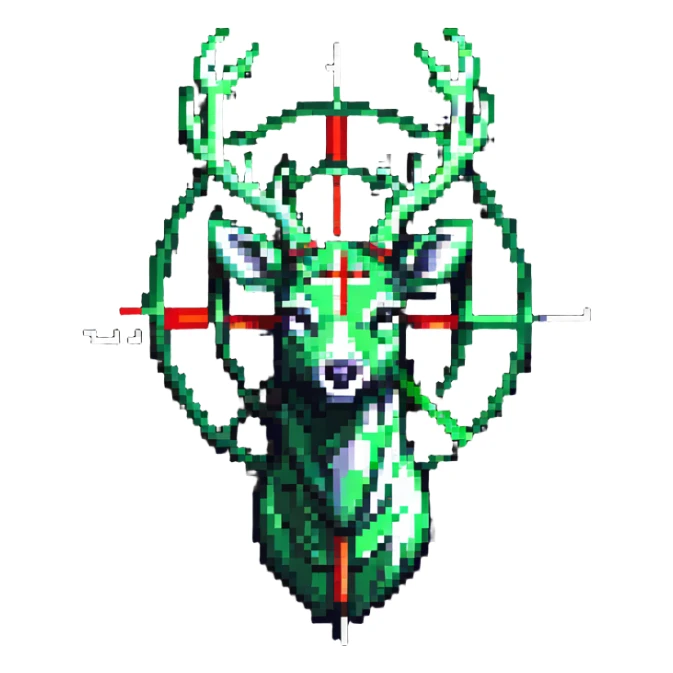 hunting zone icon with deer silhouette and crosshairs sticker