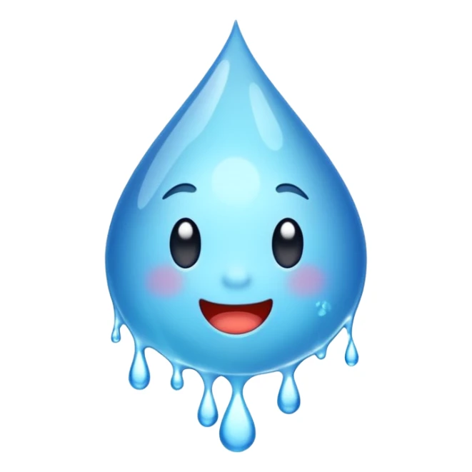 a single droplet of sweat with dynamic splash lines, energetic and expressive, modern emoji style sticker
