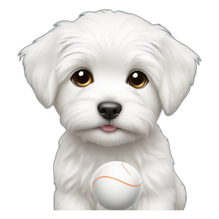 white Maltese puppy with ball sticker